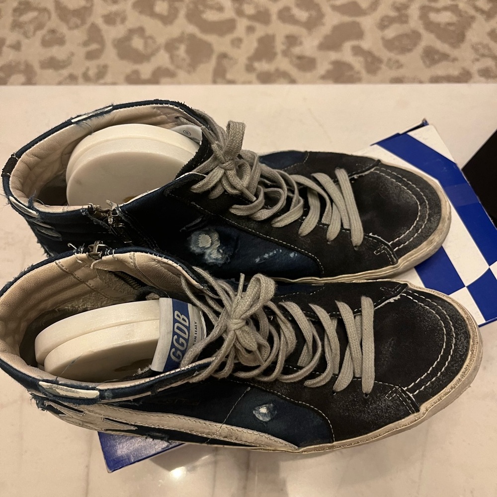 Golden goose high top mens sneaker size 44 blue/grey excellent condition - Picture 4 of 9